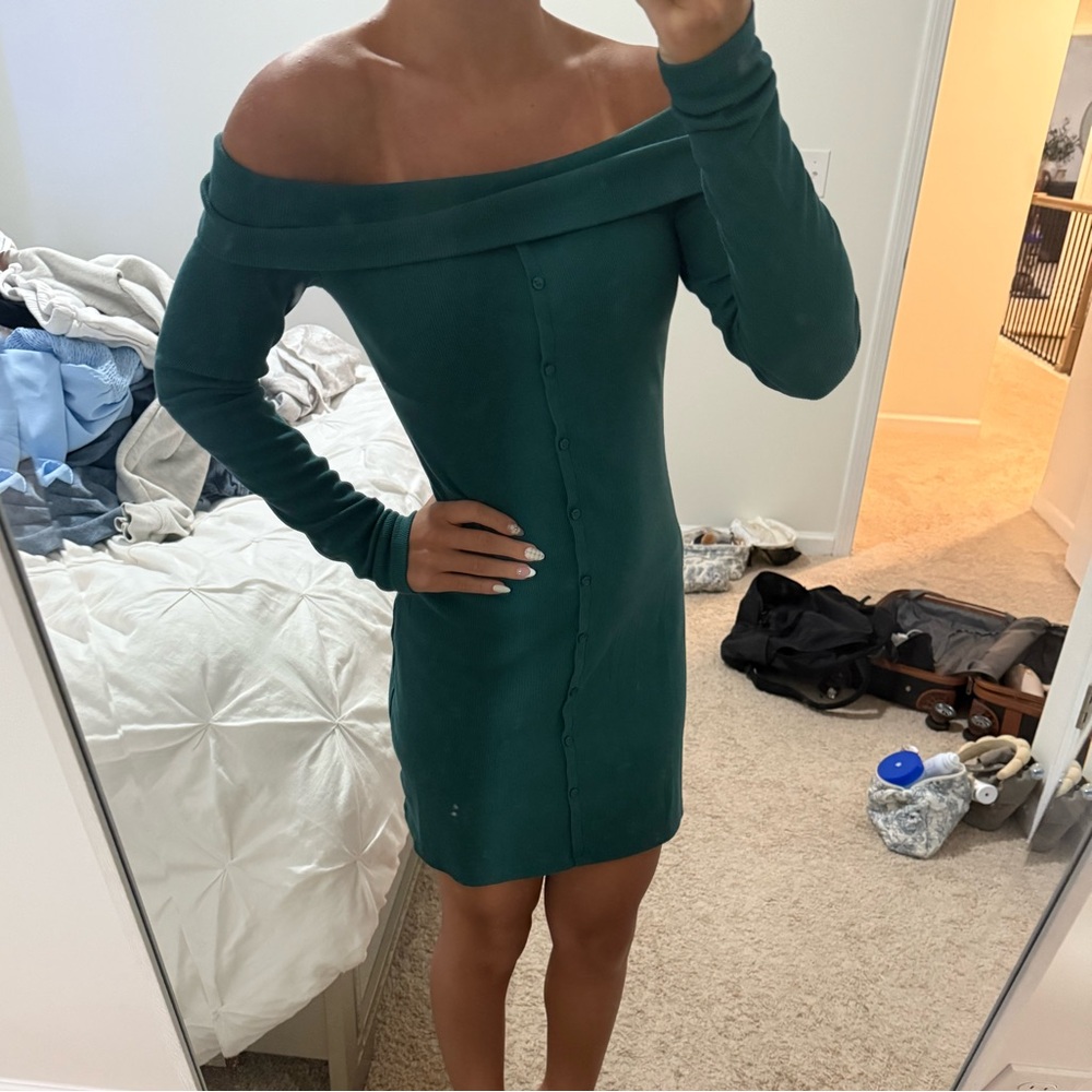 Wild Fable Green Off-Shoulder Sheath Dress